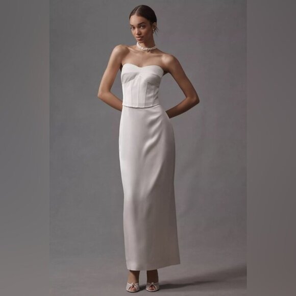 NEW Reformation Ariyah Corset Satin Maxi Dress Ivory Bridal | US 0 UK 4 - Picture 1 of 13
